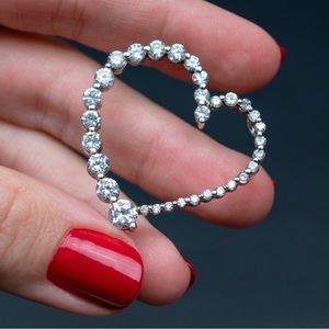 Large clear CZ crystal heart pendant sterling silver